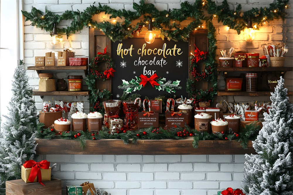 Christmas Wreath Hot Chocolate Bar Backdrop UK RR8-44