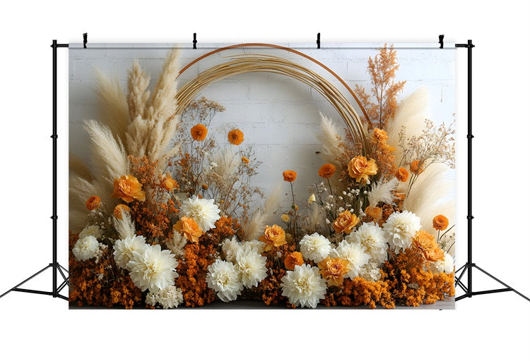 Bohemian Pampas Roses Wedding Backdrop UK RR8-443