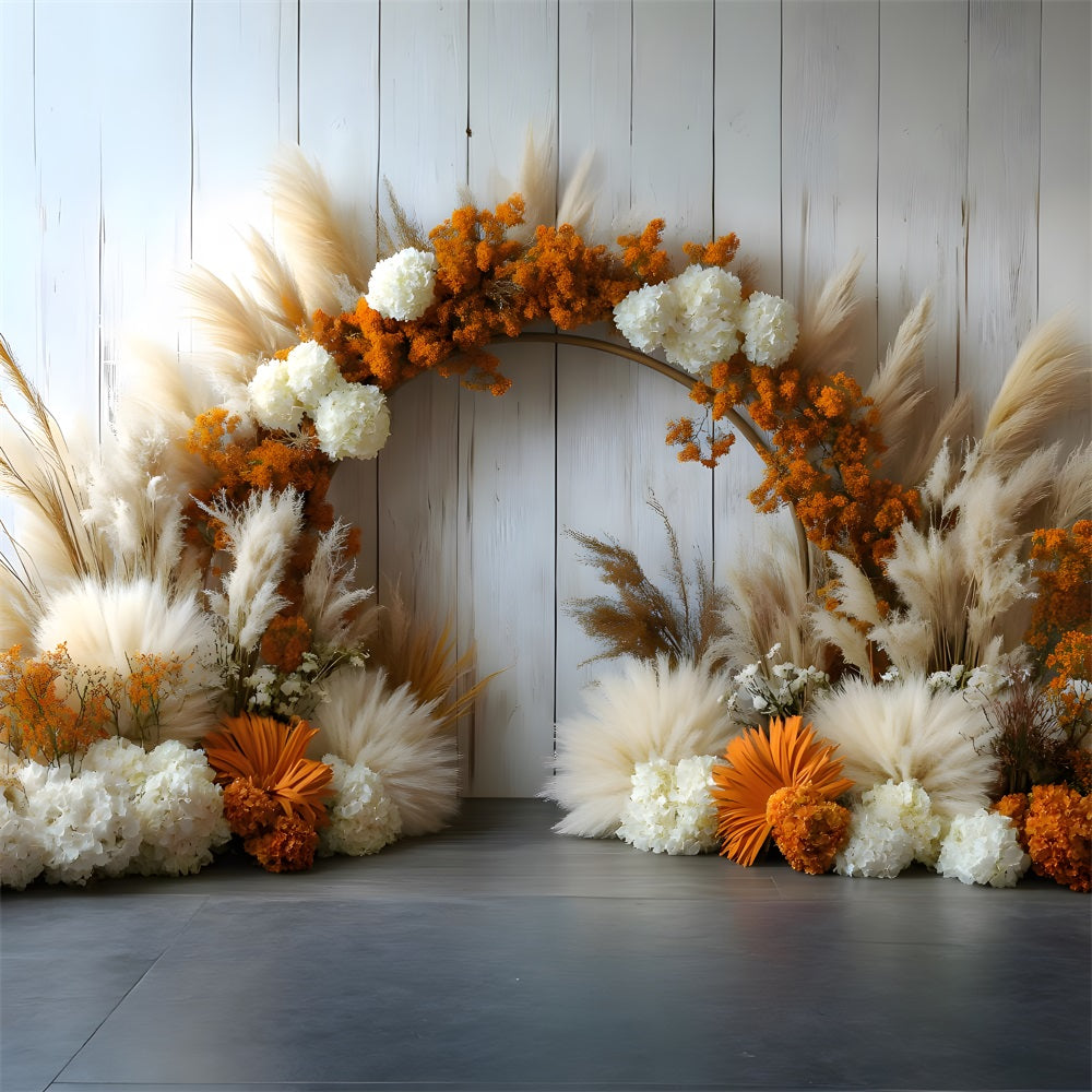 Boho Natural Chic Floral Pampas Backdrop UK RR8-444