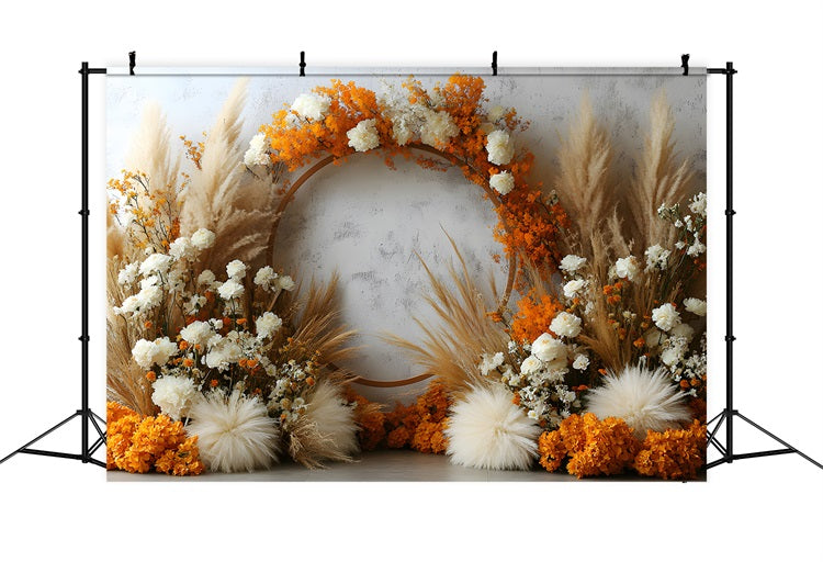 Rustic Bohemian Pampas Floral Backdrop UK RR8-445