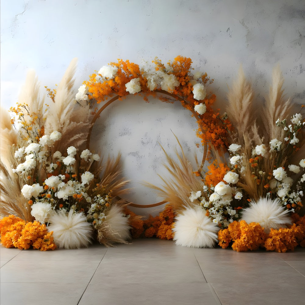 Rustic Bohemian Pampas Floral Backdrop UK RR8-445