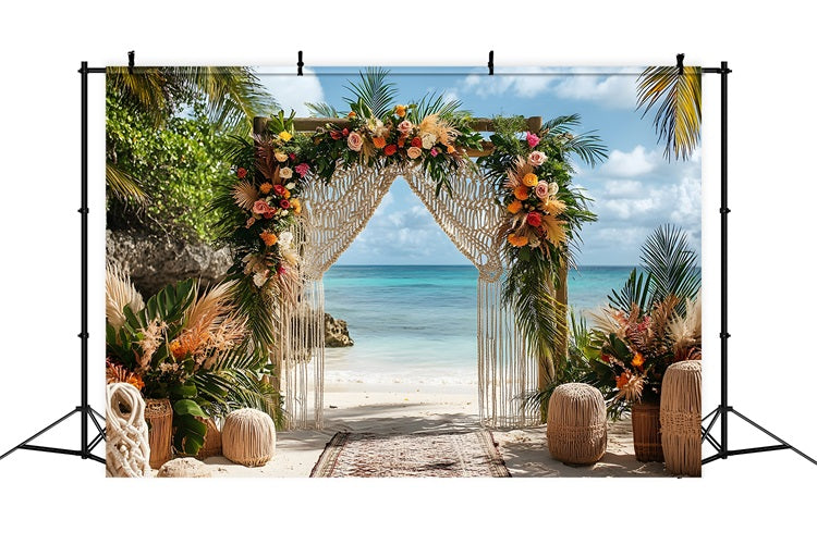 Tropical Boho Beach Ceremony Backdrop UK RR8-450