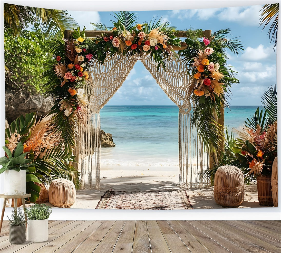 Tropical Boho Beach Ceremony Backdrop UK RR8-450