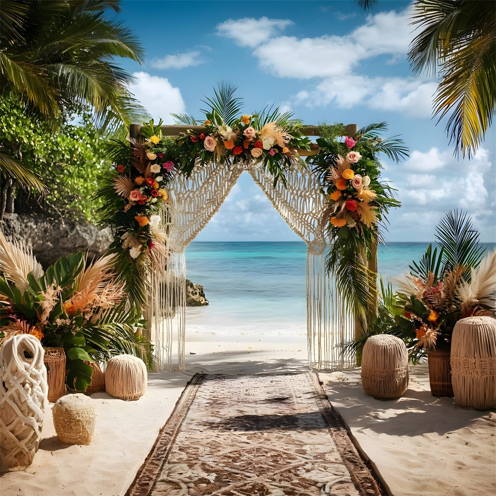 Tropical Boho Beach Ceremony Backdrop UK RR8-450