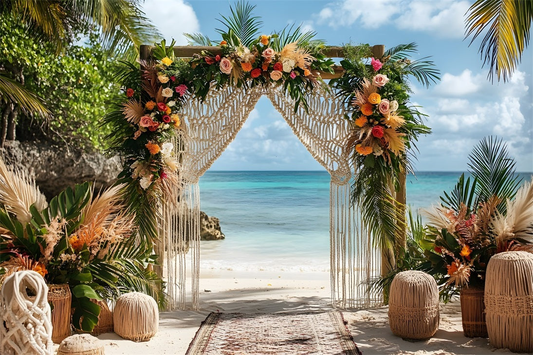 Tropical Boho Beach Ceremony Backdrop UK RR8-450