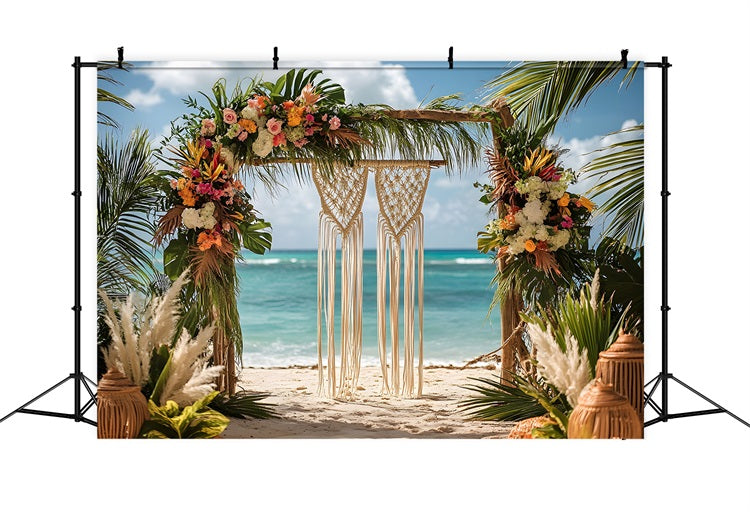 Coastal Chic Boho Macrame Arch Backdrop UK RR8-451