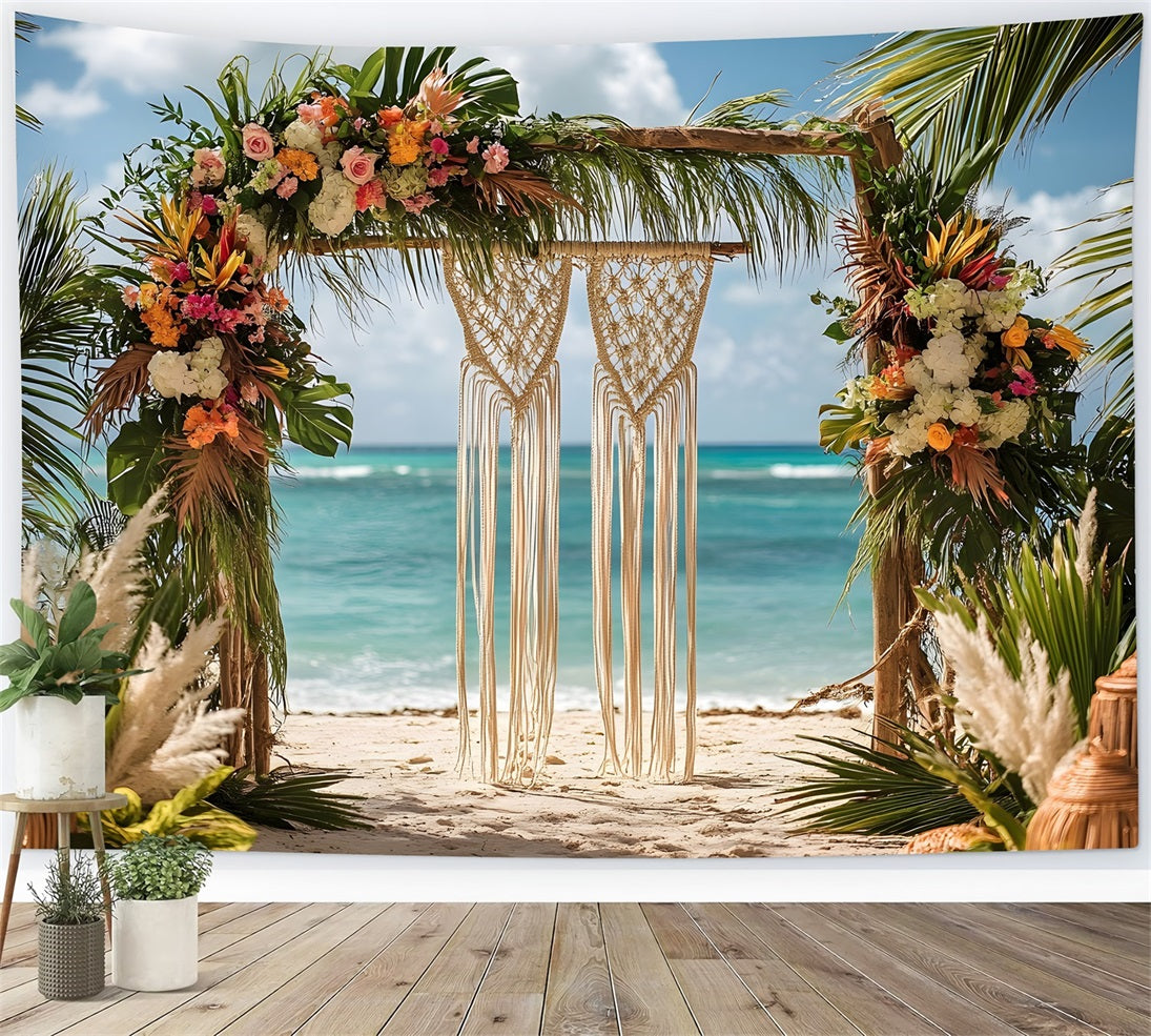 Coastal Chic Boho Macrame Arch Backdrop UK RR8-451