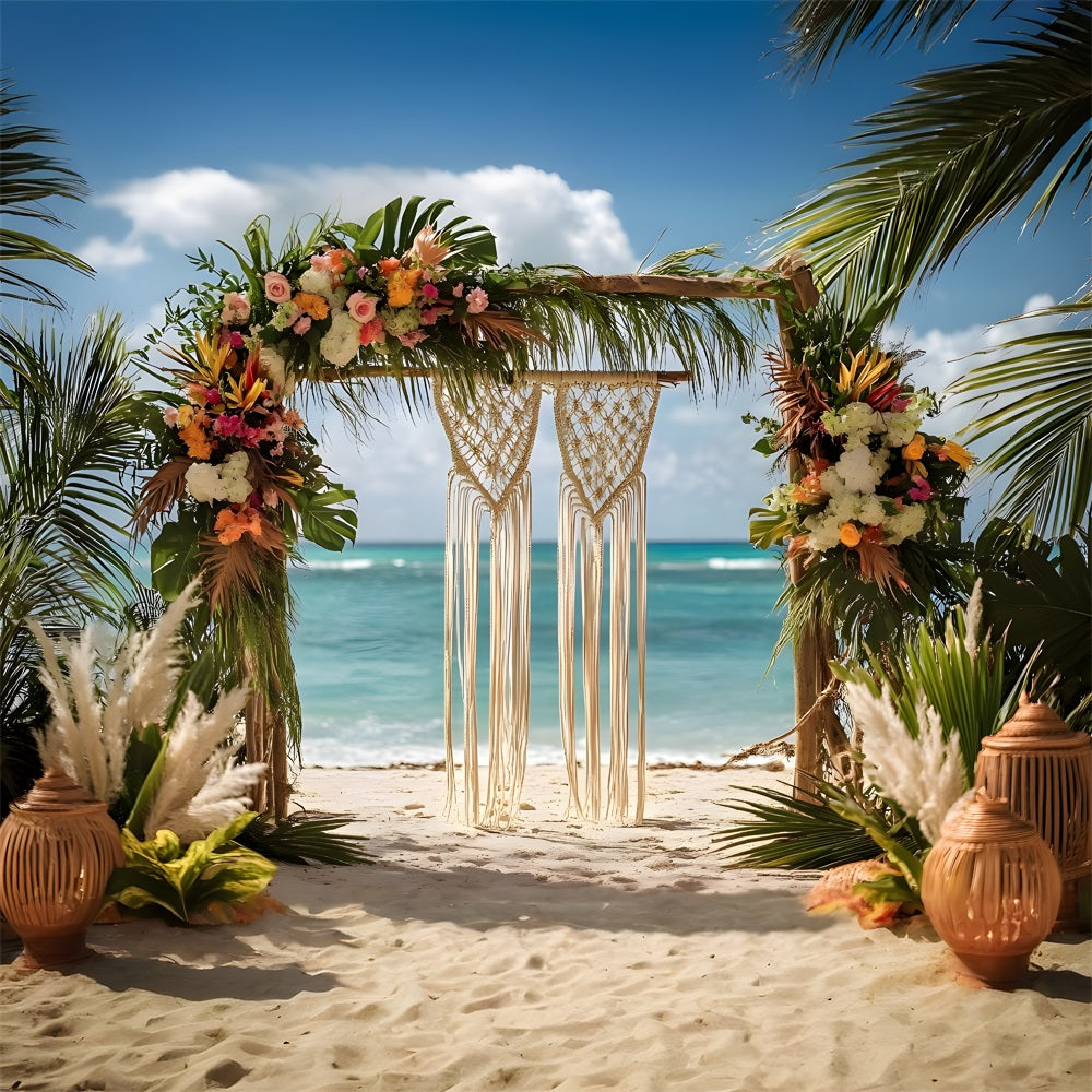 Coastal Chic Boho Macrame Arch Backdrop UK RR8-451