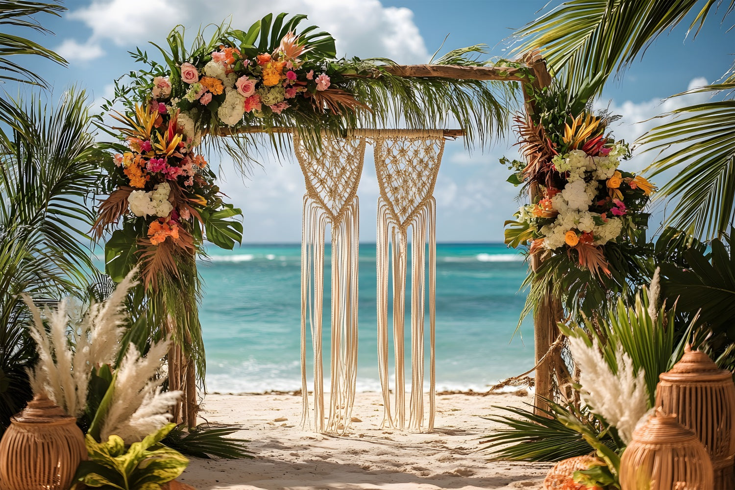 Coastal Chic Boho Macrame Arch Backdrop UK RR8-451