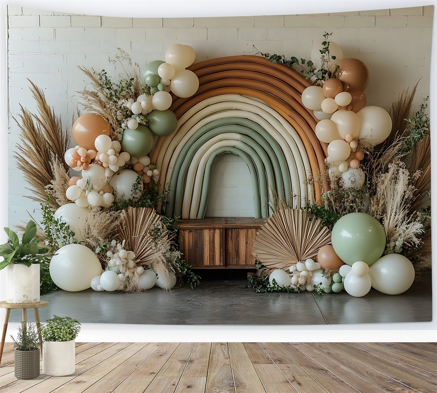 Pastel Boho Balloon Arch Backdrop UK RR8-459