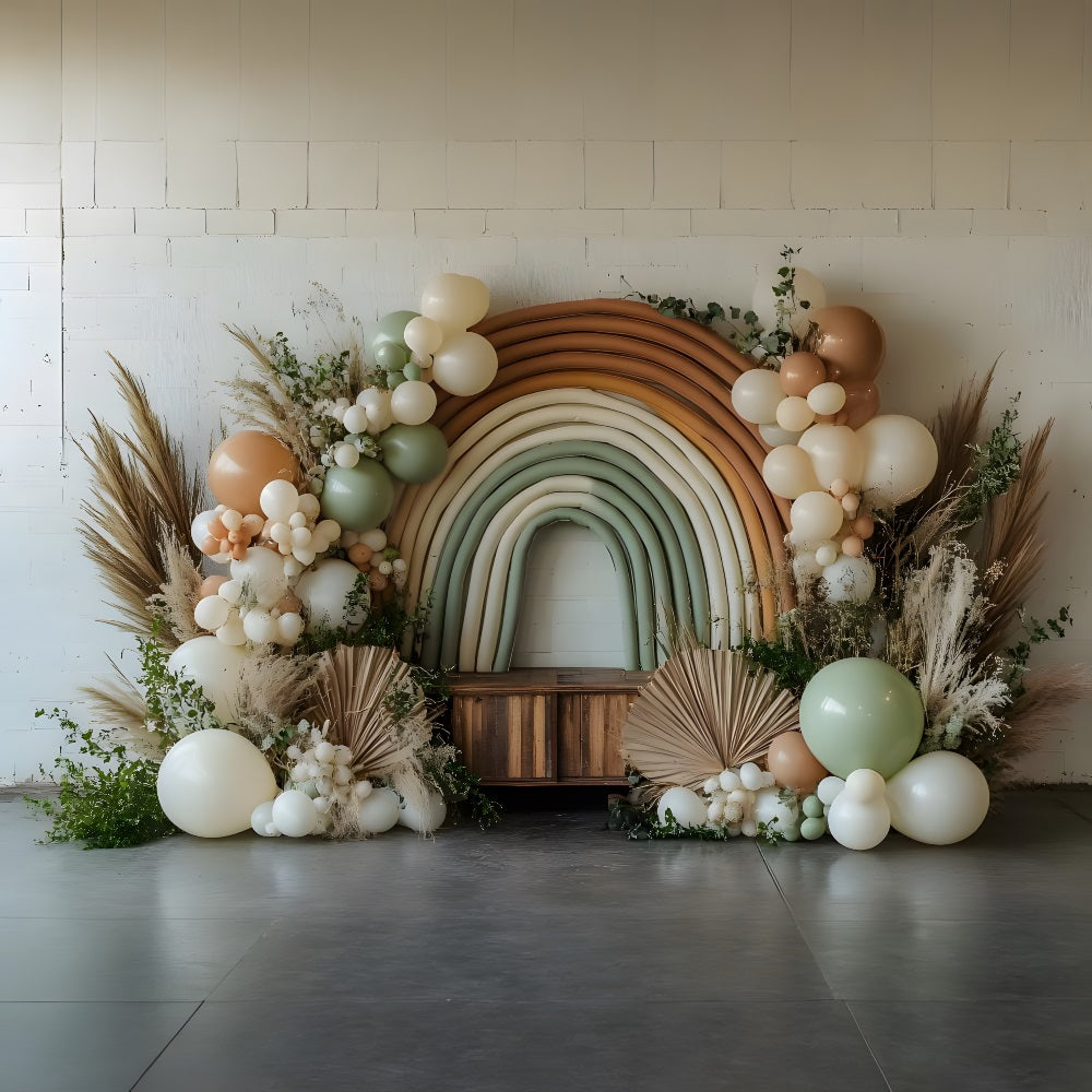 Pastel Boho Balloon Arch Backdrop UK RR8-459