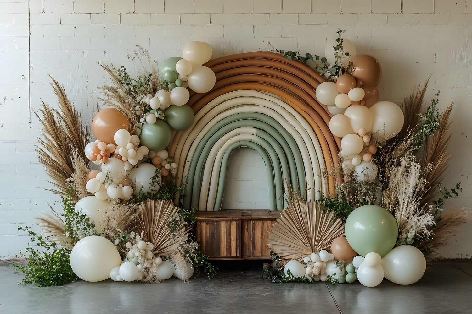 Pastel Boho Balloon Arch Backdrop UK RR8-459