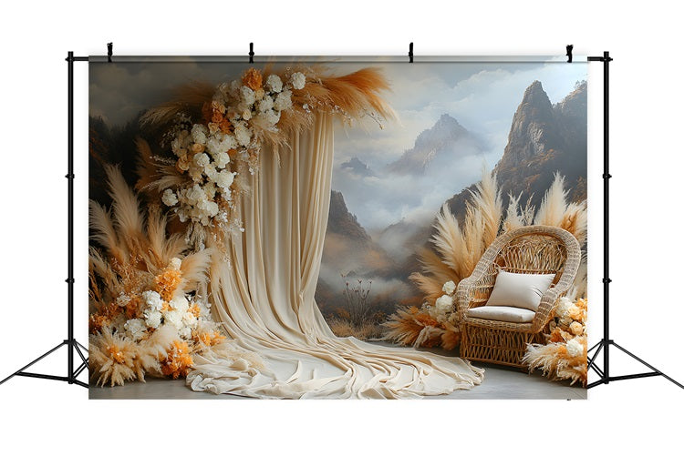 Mountain View Boho Pampas Backdrop UK RR8-462