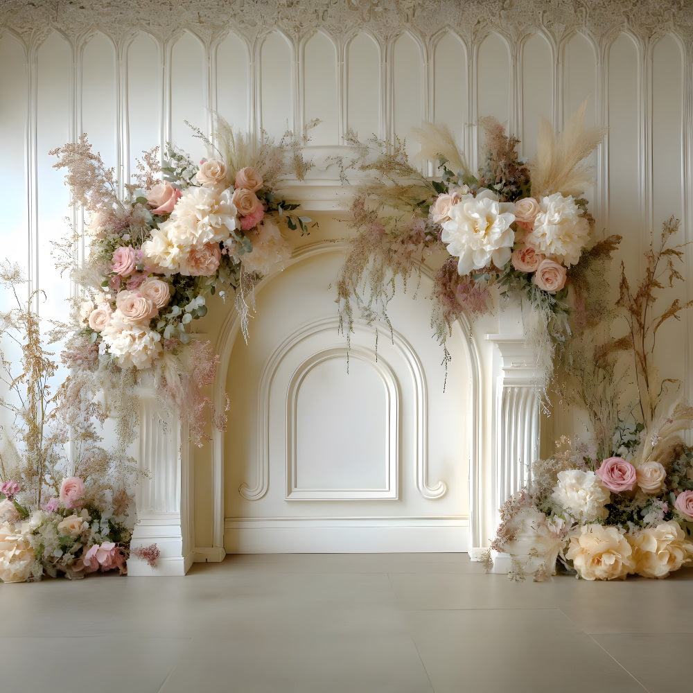 Elegant Boho Floral Fireplace Backdrop UK RR8-463