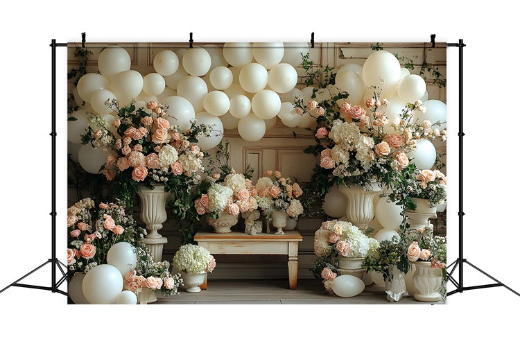 Rustic Bohemian Balloon Floral Backdrop UK RR8-468