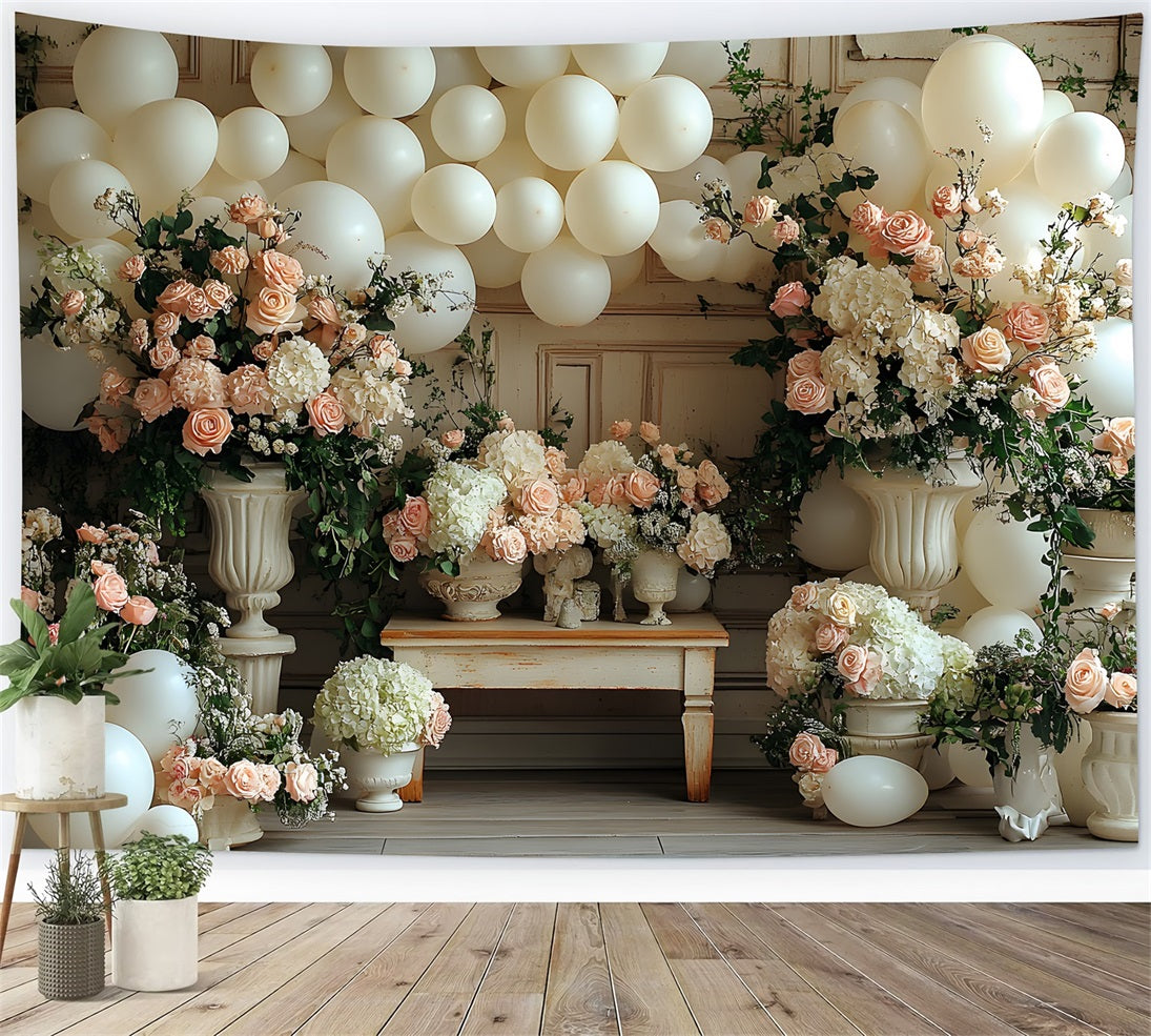 Rustic Bohemian Balloon Floral Backdrop UK RR8-468