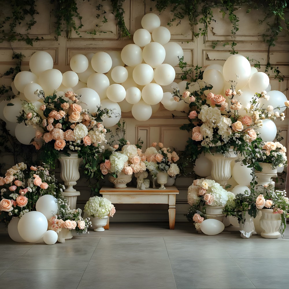 Rustic Bohemian Balloon Floral Backdrop UK RR8-468