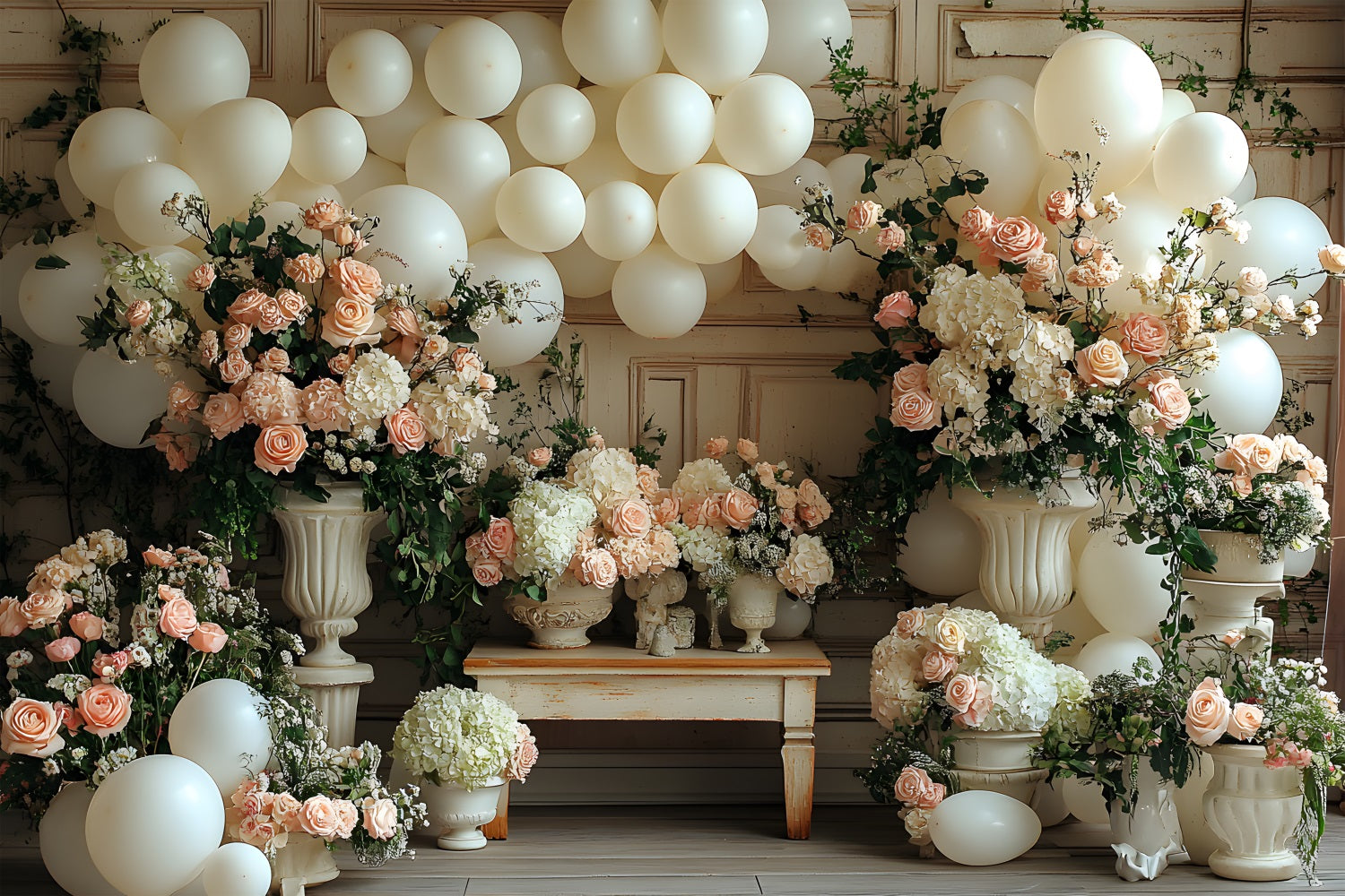 Rustic Bohemian Balloon Floral Backdrop UK RR8-468