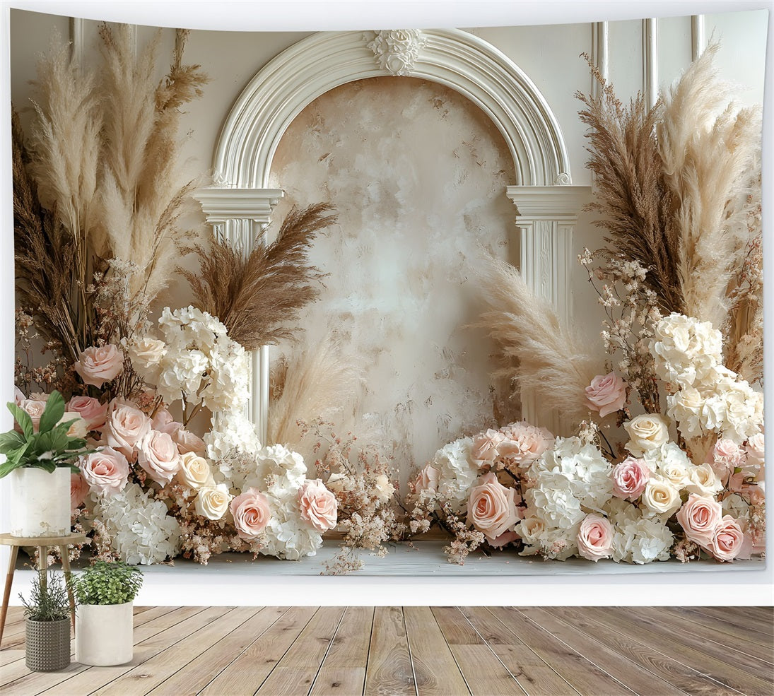 Bohemian Chic Floral Arch Backdrop UK RR8-470