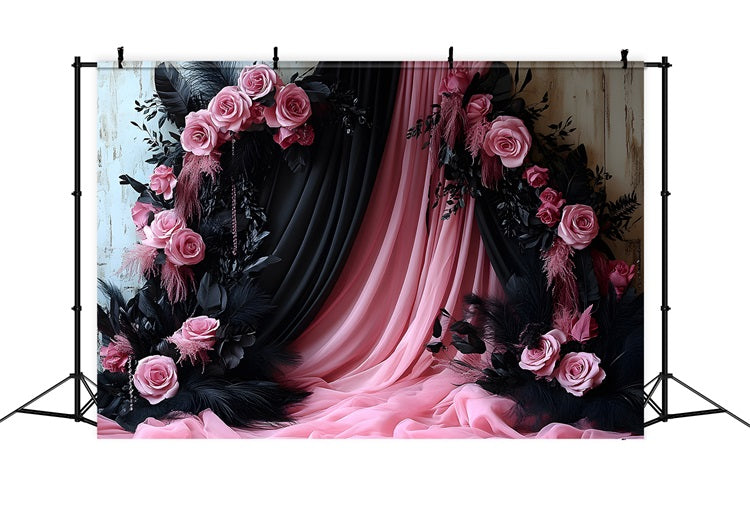 Bohemian Glam Pink Black Boho Backdrop UK RR8-472