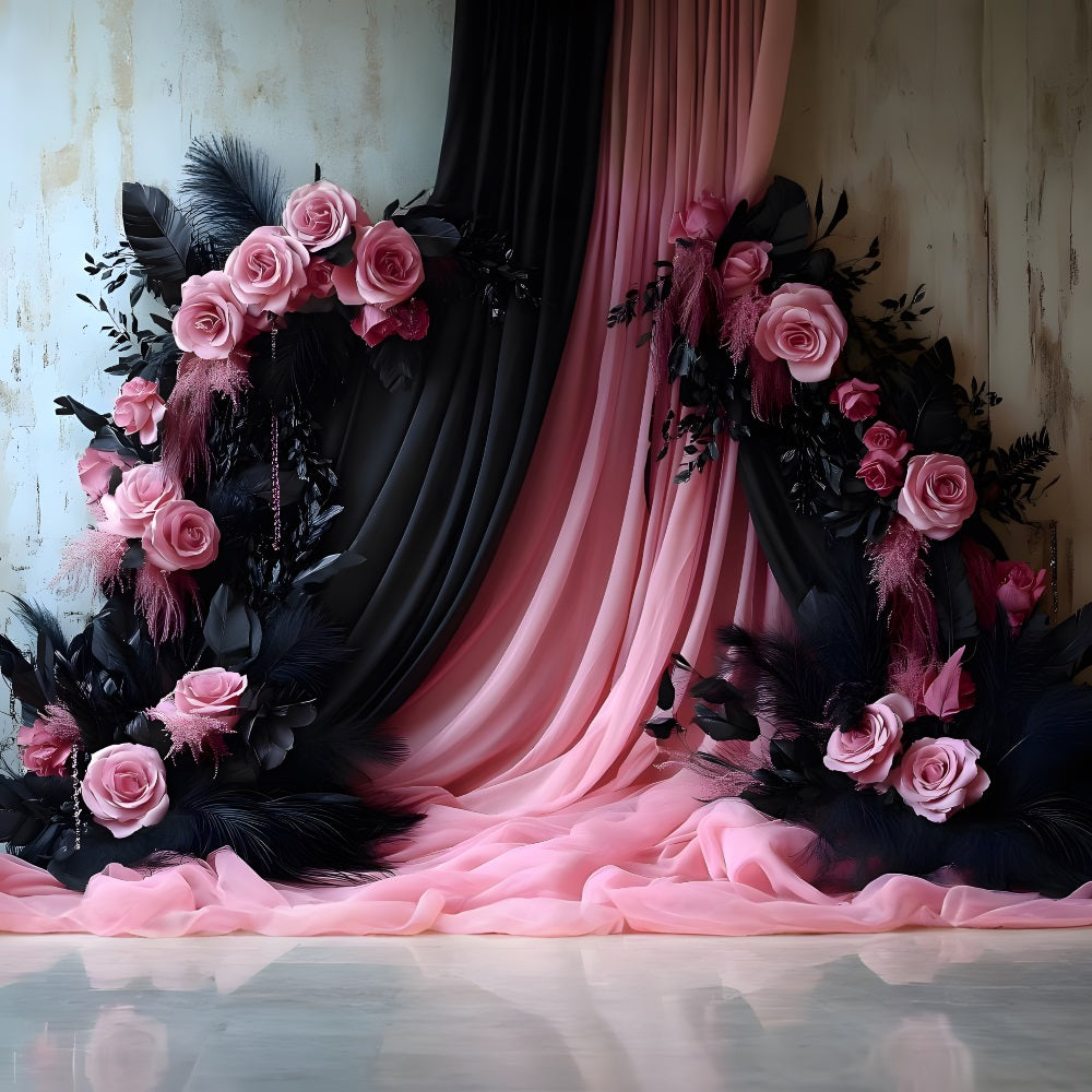 Bohemian Glam Pink Black Boho Backdrop UK RR8-472