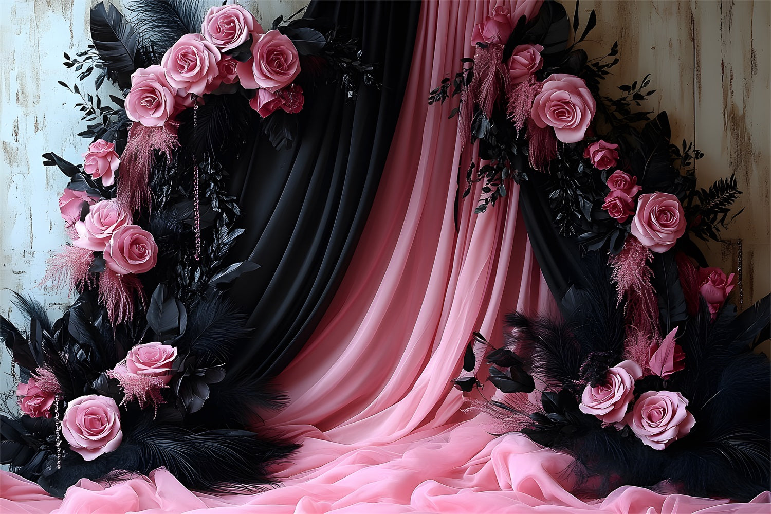 Bohemian Glam Pink Black Boho Backdrop UK RR8-472