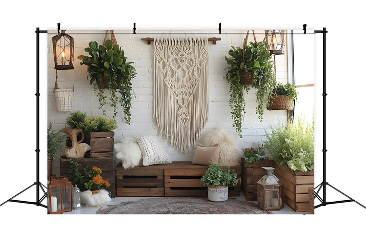 Cozy Bohemian Plant Wall Boho Backdrop UK RR8-474