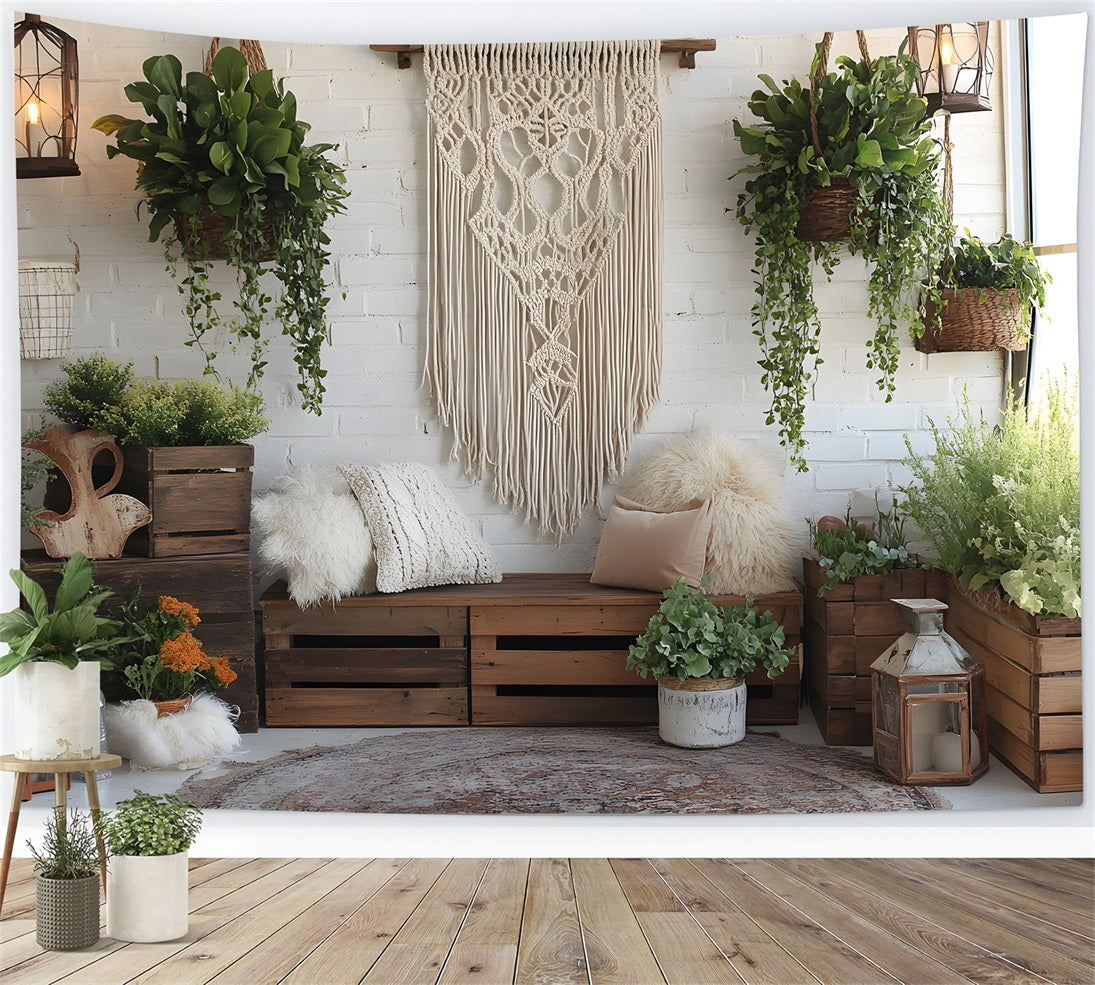 Cozy Bohemian Plant Wall Boho Backdrop UK RR8-474