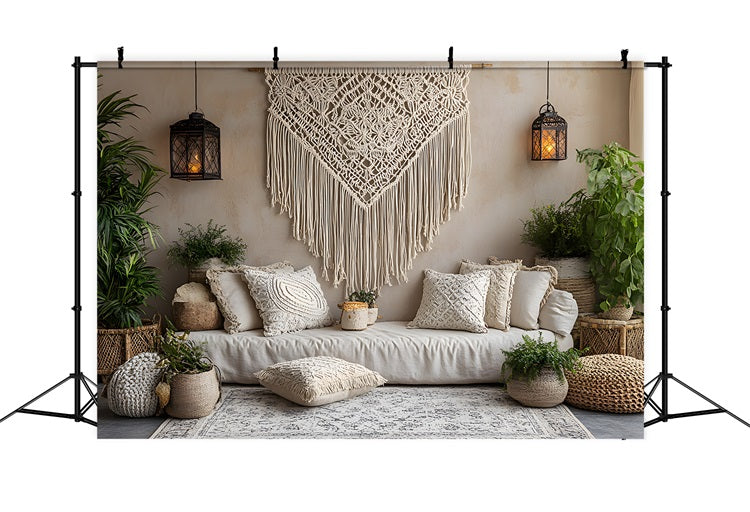 Boho Chic Macrame Lounge Backdrop UK RR8-475