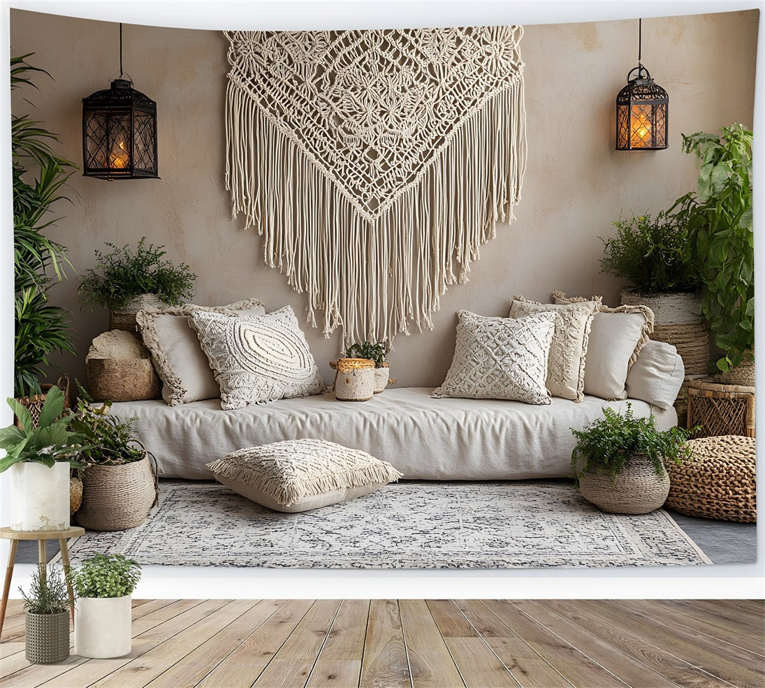 Boho Chic Macrame Lounge Backdrop UK RR8-475