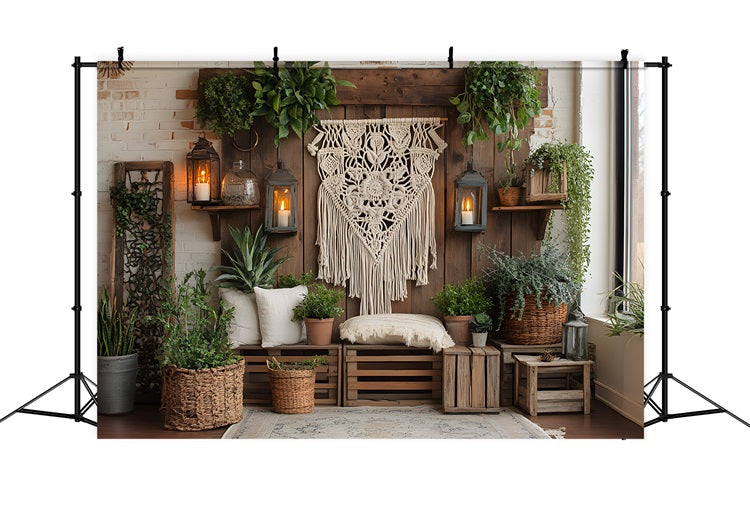 Boho Rustic Bohemian Lantern Wall Backdrop UK RR8-476