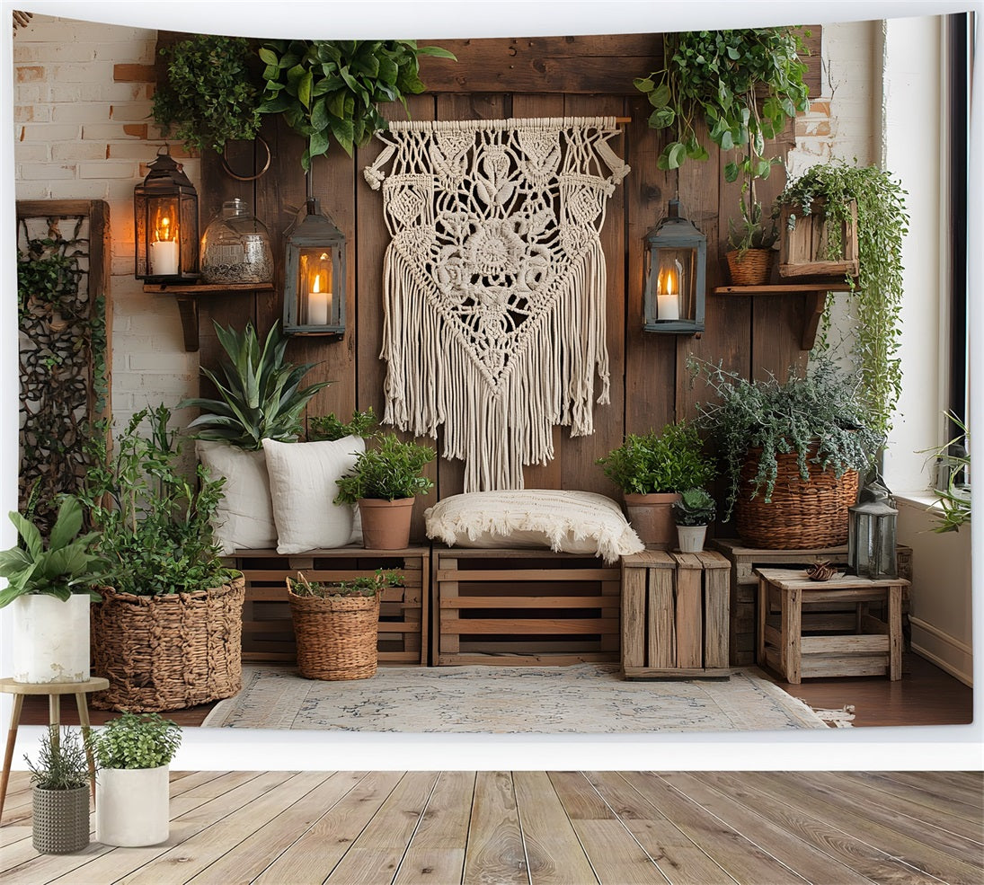 Boho Rustic Bohemian Lantern Wall Backdrop UK RR8-476