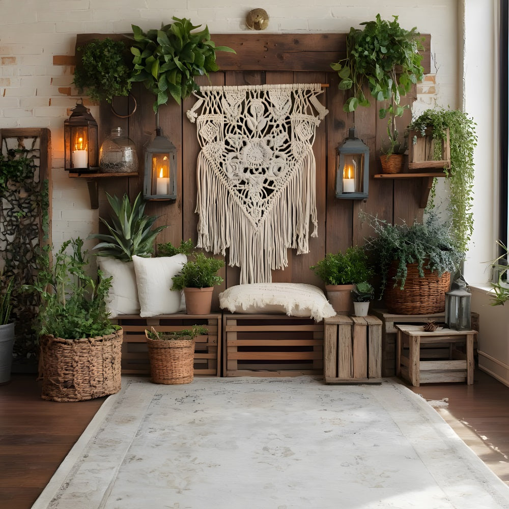 Boho Rustic Bohemian Lantern Wall Backdrop UK RR8-476