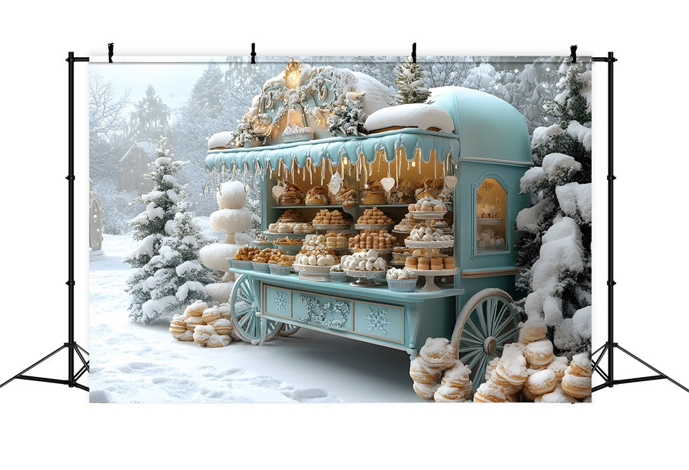 Christmas Dessert Cart Snow Forest Backdrop UK RR8-48