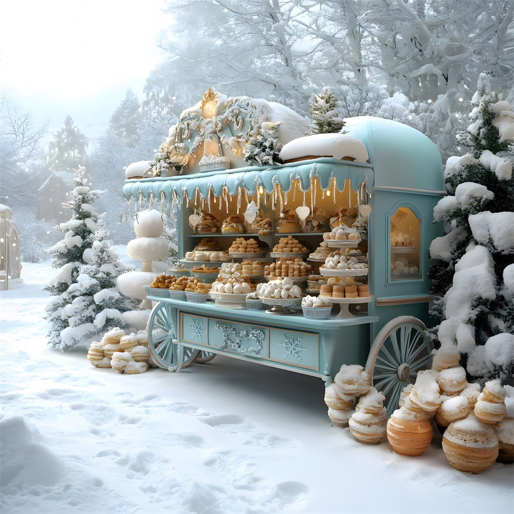 Christmas Dessert Cart Snow Forest Backdrop UK RR8-48