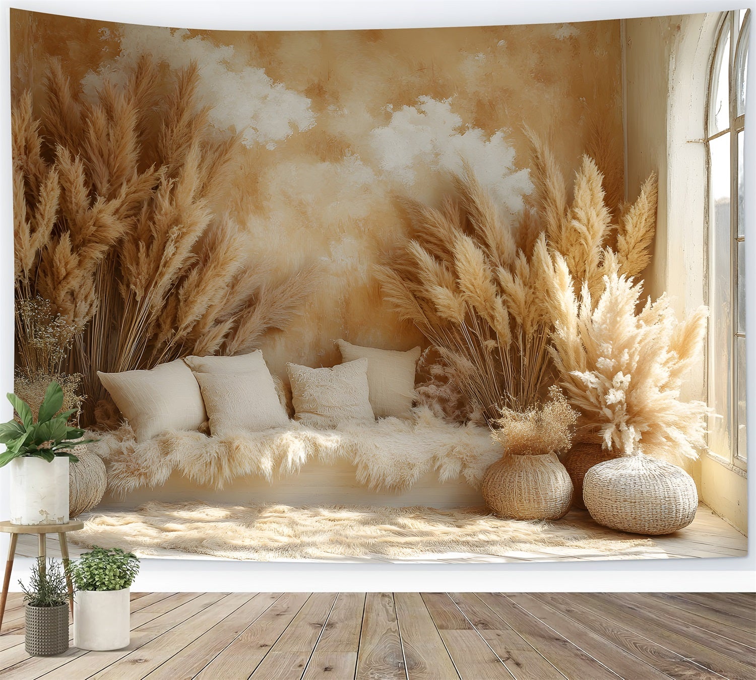 Bohemian Sunny Warm Hay Decor Backdrop UK RR8-480