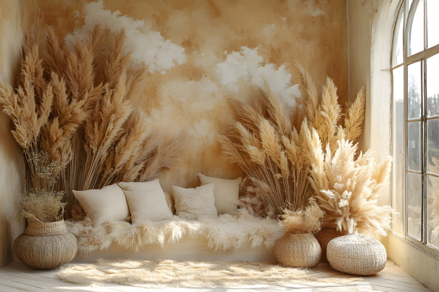 Bohemian Sunny Warm Hay Decor Backdrop UK RR8-480