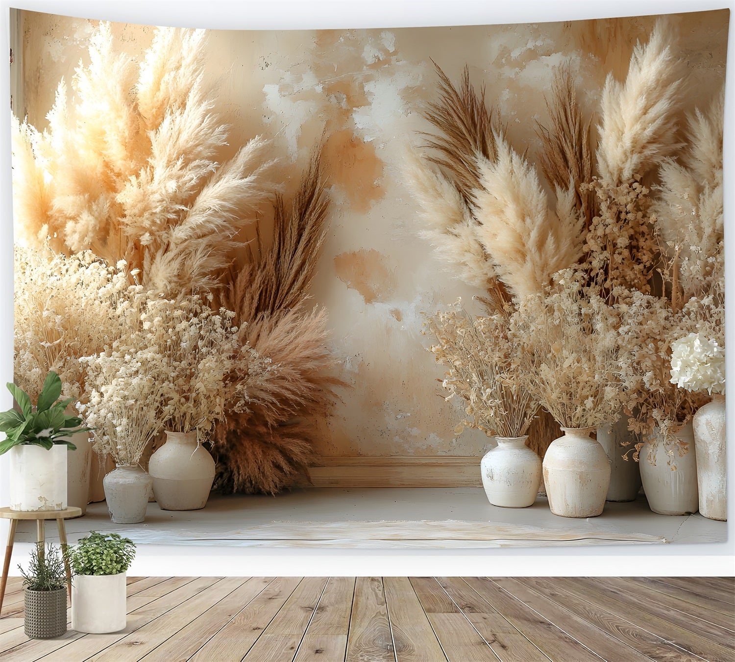 Rustic Sunshine Pampas Boho Backdrop UK RR8-481