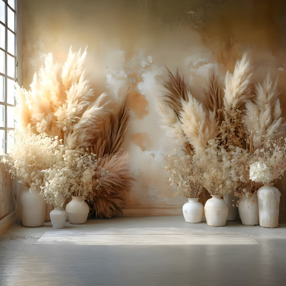 Rustic Sunshine Pampas Boho Backdrop UK RR8-481