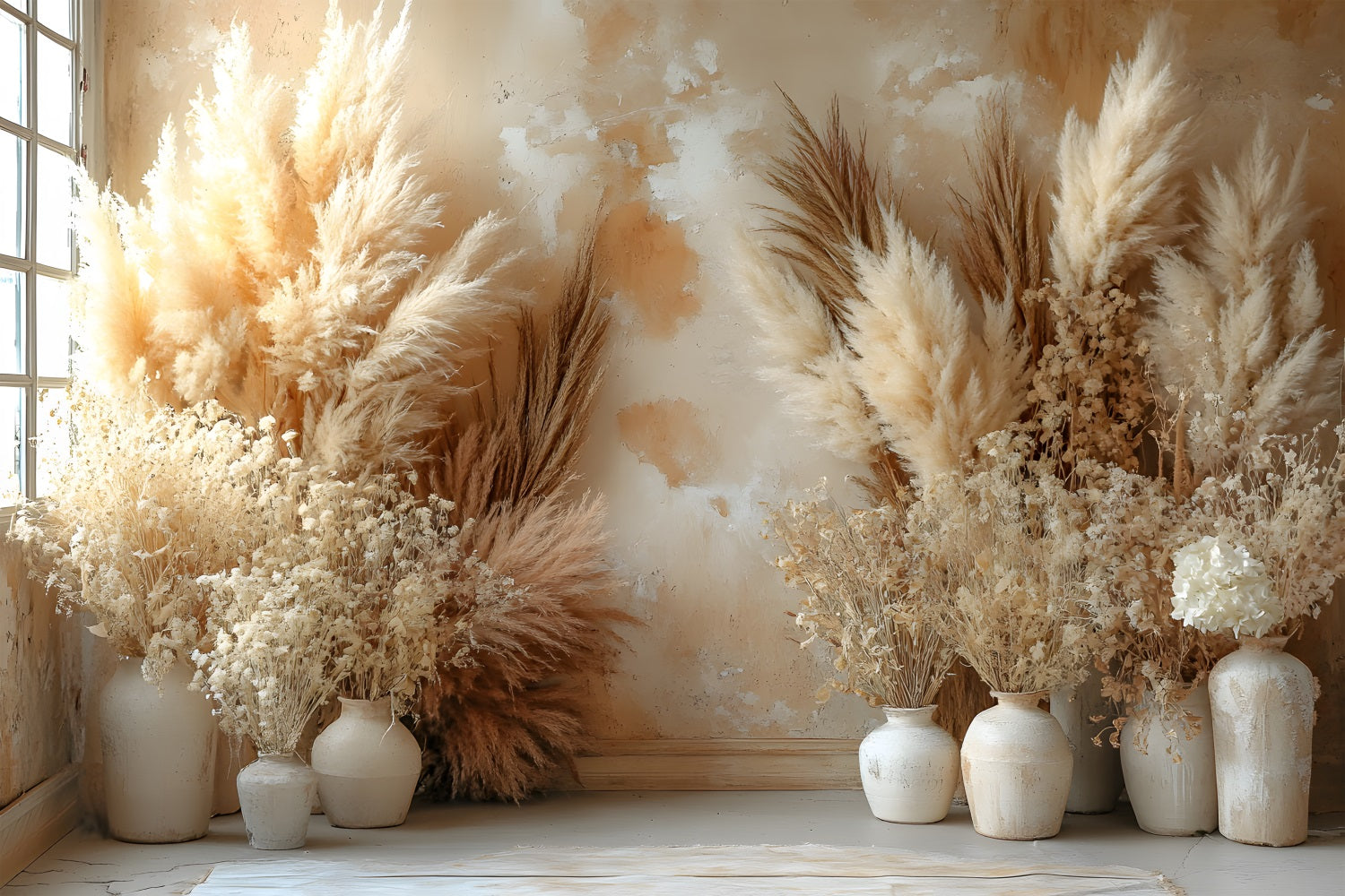 Rustic Sunshine Pampas Boho Backdrop UK RR8-481