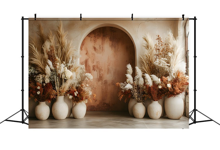 Terra Cotta Arch Pampas Boho Backdrop UK RR8-482