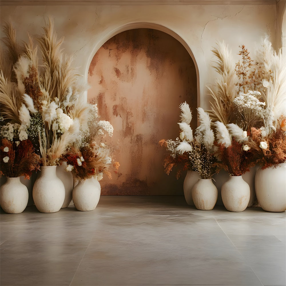 Terra Cotta Arch Pampas Boho Backdrop UK RR8-482