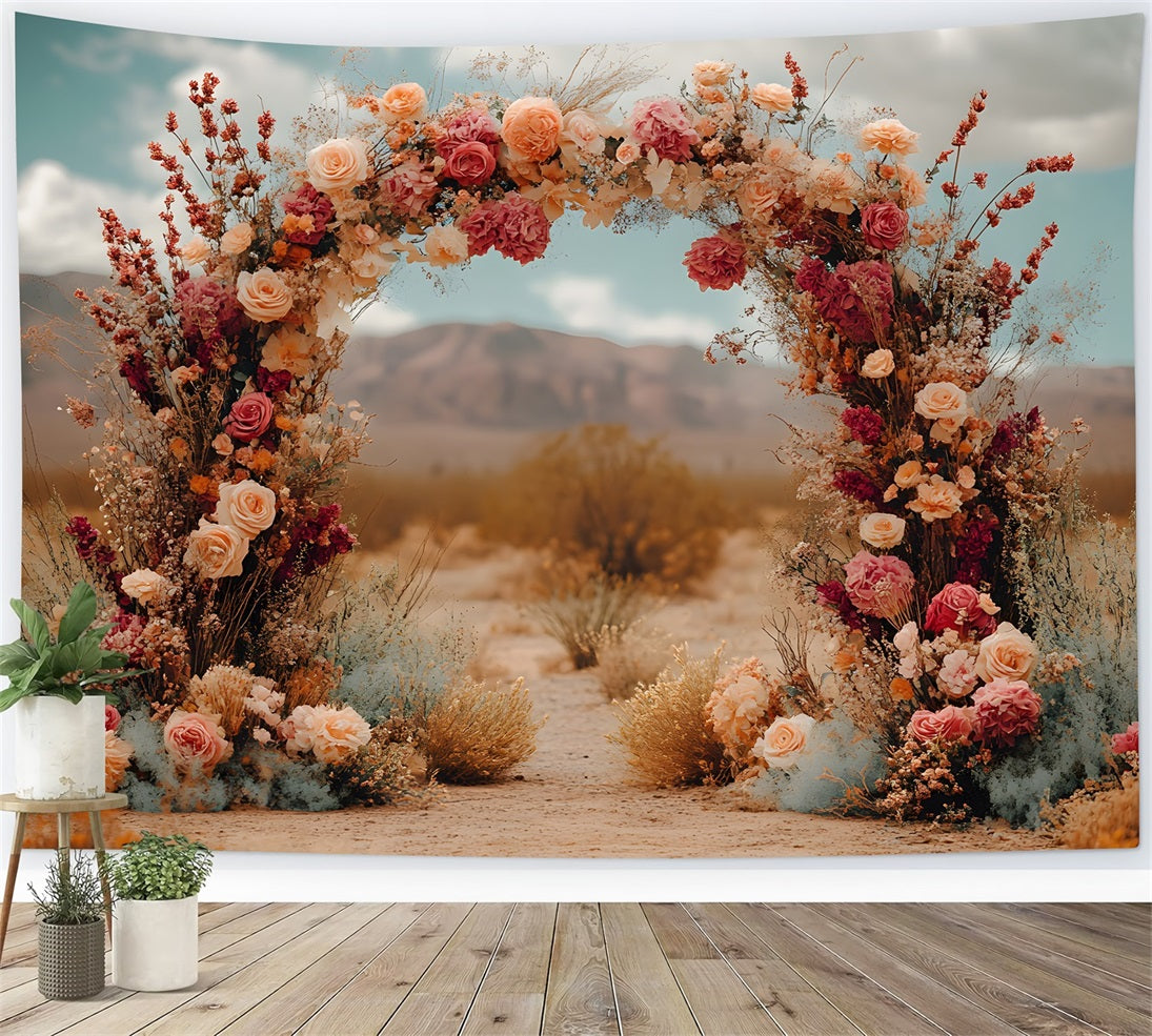 Desert Floral Arch Bohemian Backdrop UK RR8-484