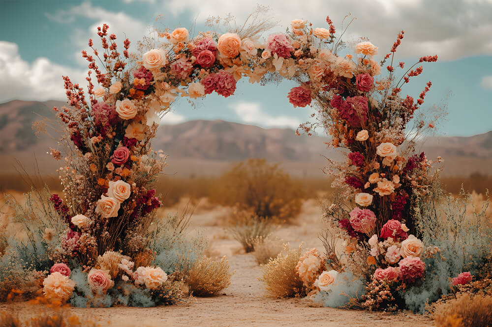 Desert Floral Arch Bohemian Backdrop UK RR8-484