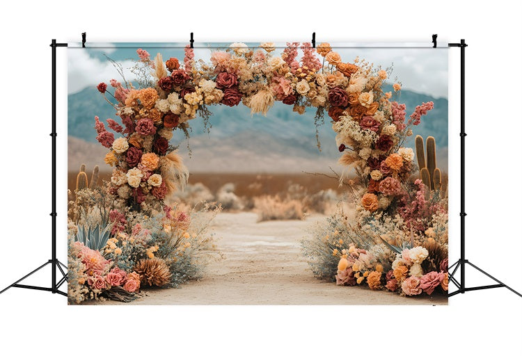 Mountain Floral Arch Boho Backdrop UK RR8-485