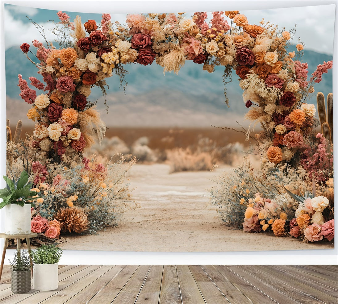 Mountain Floral Arch Boho Backdrop UK RR8-485