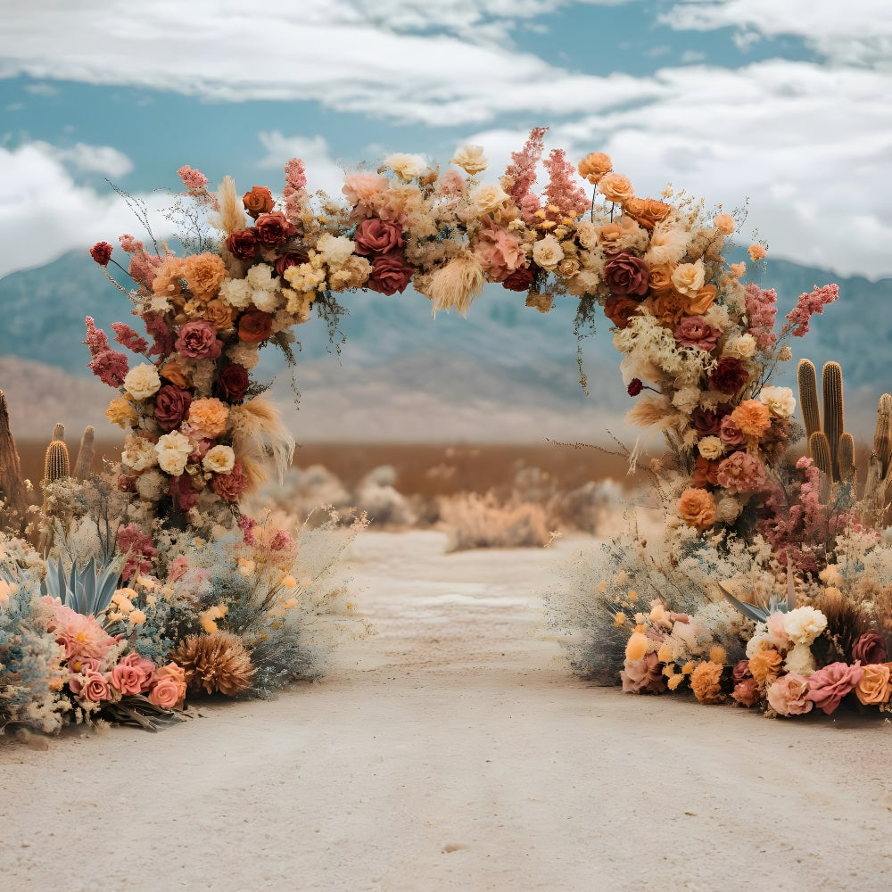 Mountain Floral Arch Boho Backdrop UK RR8-485