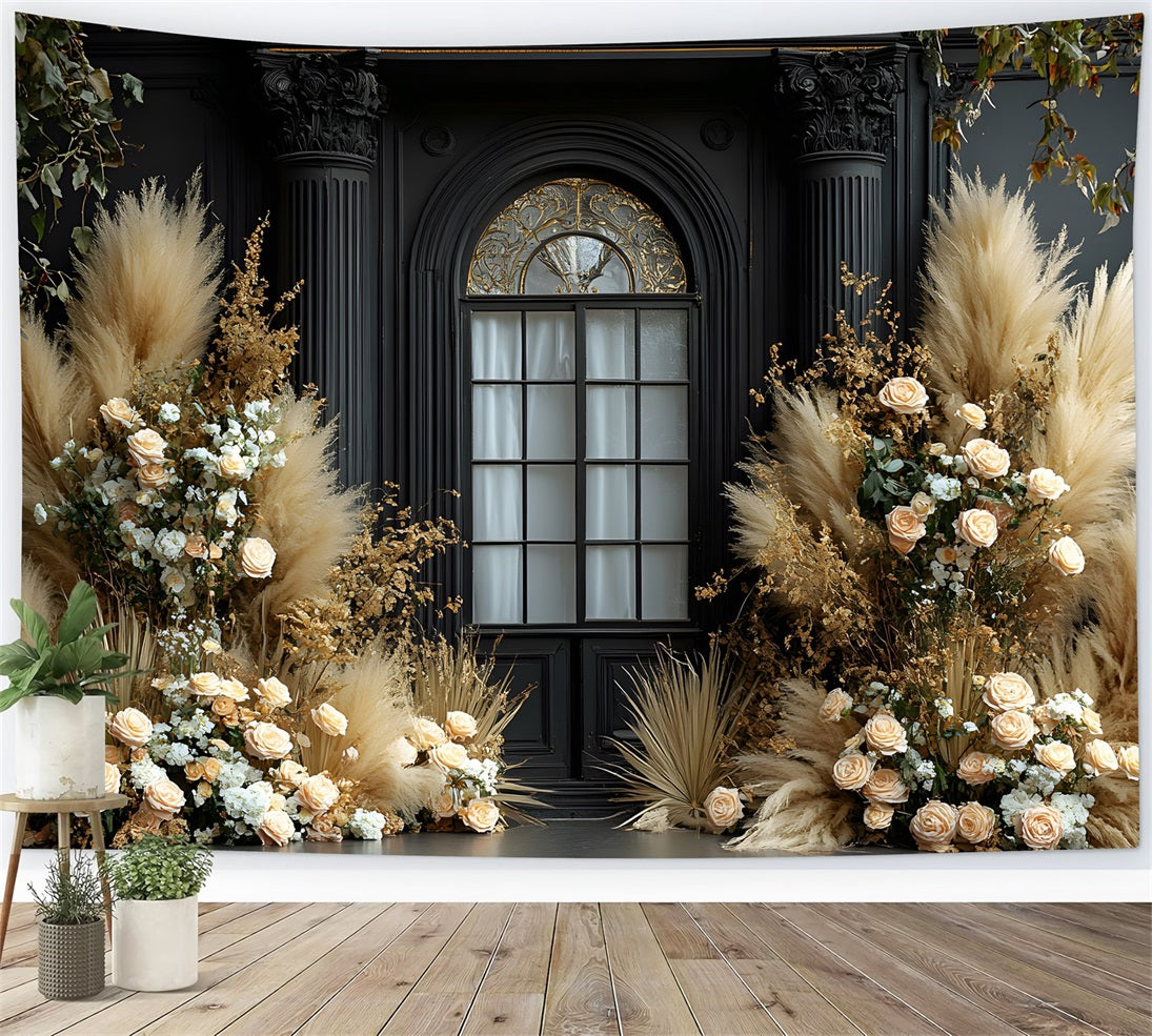 Luxurious Pampas Boho Window Backdrop UK RR8-487