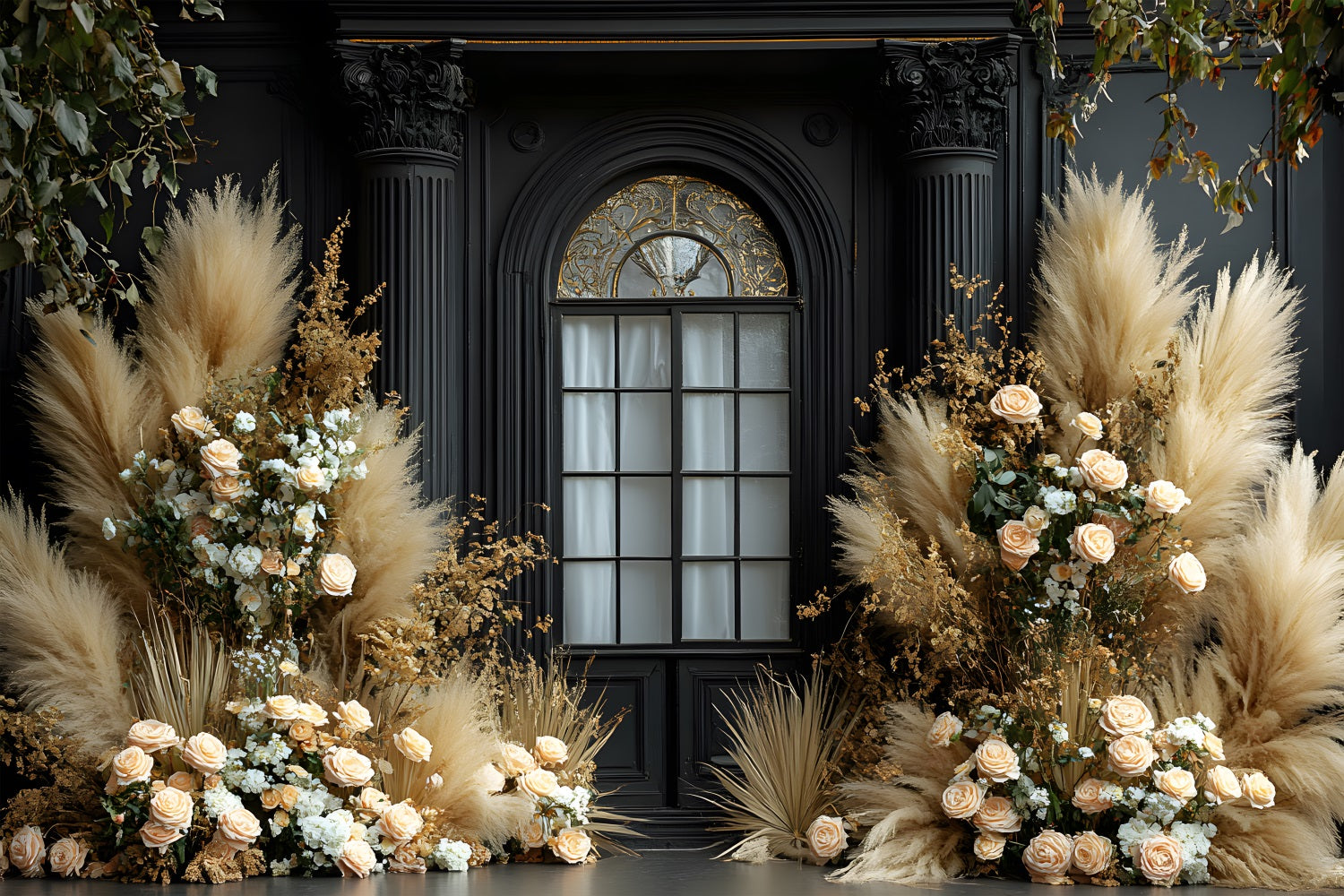 Luxurious Pampas Boho Window Backdrop UK RR8-487