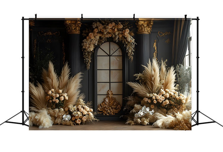 Autumn Foliage Pampas Boho Backdrop UK RR8-489